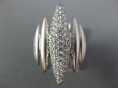 LARGE 1.13CT DIAMOND 18KT WHITE GOLD MATTE & SHINY ELONGATED MARQUISE SHAPE RING