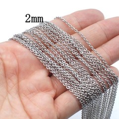 9PCS Stainless Steel Flat Cable Necklace 16″/18″/20″/22″/24″/26″ 2mm Wide