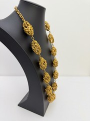 Vintage Chunky Gold Tone Necklace Runway Statement HUGE Heavy Nuggets Brutalist
