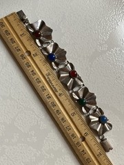 Vintage Sterling Silver TAXCO Mexico 925 Gemstone Bracelet Malachite Onyx Lapis