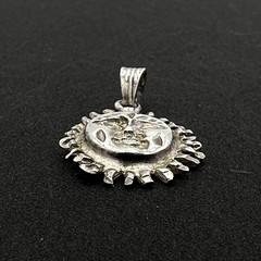 SUN FACE sterling silver pendant – vintage Mexican artisan-made 1-1/8″ signed