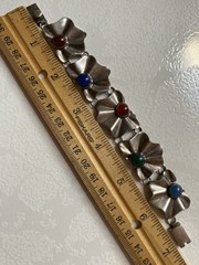 Vintage Sterling Silver TAXCO Mexico 925 Gemstone Bracelet Malachite Onyx Lapis