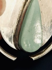 Alain Teissier Signed Modernist Sterling Turquoise Scarf Ring/Holder French 24g