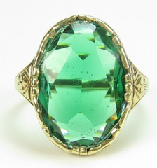 Antique French 1920’s Green Stone 13KY Ring Size 5.5 UK-K1/2 9.26Ct Art Deco