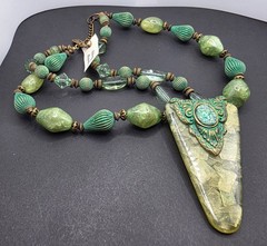 Vintage ANTHONY ALEXANDER Mother of Pearl Statement Necklace And Earrings