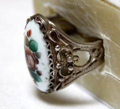 Vintage Russian Hand Painted Enamel Rings 4 Variation Finift Technique #89,92,98