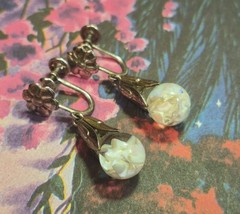 Vintage Sterling Silver Floating Opal Chip Earrings Signed Opalite Dangle Bridal