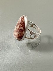 Jay King DTR 925 Silver Irregular Shape Rosita Jasper Ornate Band Ring Size 9.5