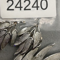 Vintage Judy Lee Brooch Clip On Earrings Set Silver Tone Leaf Signed