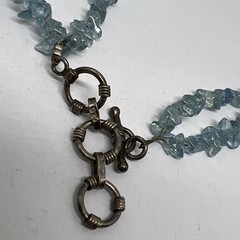 Vintage 2 Strand Blue Gemstone 19”-20” Necklace with 925 Silver Clasp