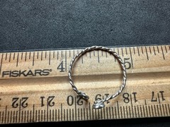 0.66g Vintage Sterling Silver 925 Twisted Rope Heart Ring Adjustable Size 8.5 M