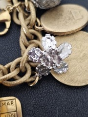 John Wind Maximal Art Bracelet Charm 15 Charms Chunky Gold Plated Vintage
