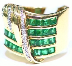 3.00CT 14K Gold Natural Emerald Cut White Diamond Vintage Engagement Ring Band