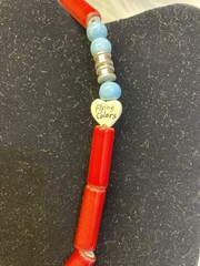 Vintage Flying Colors Ceramic Rainbow Heart Necklace 16” Pride Red Beads