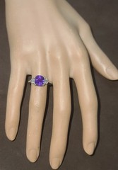 14K White Gold Engagement Ring 2.51CT.Natural Purple Sapphire Cushion GIA Cert
