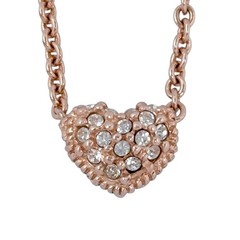 Reservable Rose Gold-Tone Sterling Silver 925 Pavé CZ Heart Pendant Necklace 16″