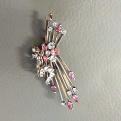 Phyllis 1940s 1950s 12K GF Rhinestone Flower Bouquet Brooch Pendant Convertible