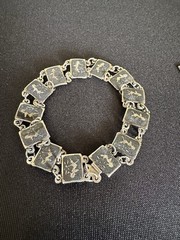 Vintage Siam Sterling Silver Niello Link Bracelet size 6.5