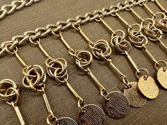 Vintage 1980s New Old Stock Gold Statement Necklace Choker Tribal Fringe