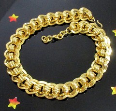 VTG RUNWAY WEIGHTY GP 19″ NAPIER DOUBLE LINK CHAIN NECKLACE CLASSIC STATEMENT
