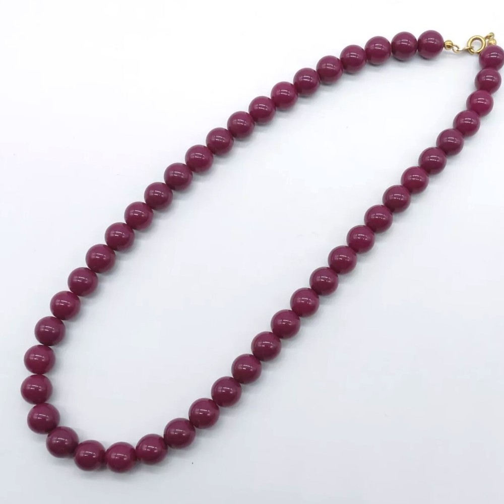 Trifari Purple Bead Boho Necklace Lightweight Simple Everyday 18″