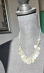 VTG Multi Disc Silver Gold Copper Tone Coin Shaped Charms Necklace 9”