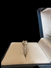 Signed Art Deco 18K White Gold .25ct Round Diamond Engagement Ring Size: 6
