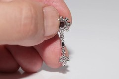 Art Deco Style Lab-Created Sapphire Diamond Engagement 14K White Gold FN Earring