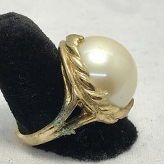 Vintage 18K GE Plated Signed A Faux Pearl Ring varied sizes