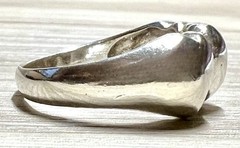 Vintage Handmade Sterling Silver Triple Heart Band Ring, Size 5.75, 3.2g