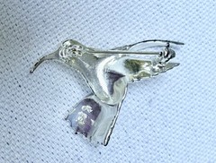 Vintage Sterling 925 JEZ Jezlaine Hummingbird Pin Brooch