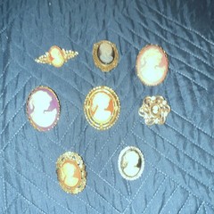 Cameo Style Mixed Lot 7 Metal Brooch & Pin Women’s Fashion Gold Pink