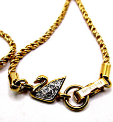 Vintage Signed Swarovski Puffy Heart Necklace Clear Crystal X Cluster Rope Chain