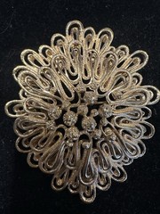 Vintage Monet Brooch Modernist Pallazo 1968 Signed 2.75” Gold Tone Book Piece