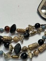 Vintage Inlaid Abalone Necklace Asymmetrical Statement Bold Four Strand