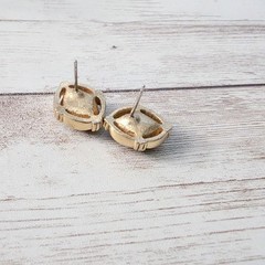 Vintage Earrings for Pierced Ears Ornate Gold Tone with Brown Center 5/8″