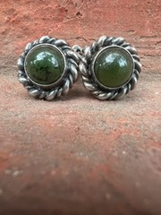 Vintage soviet earrings with Export stamp silver 925 with Nephritis USSR