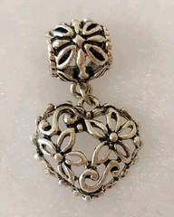 Vtg 2 Now Lot of Heart Pendants/Charms sum w Rhinestones Gold-tone/Silver-tone
