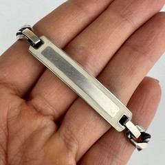 Vintage 925 Sterling Silver ID Curb Chain Bracelet Enamel 22cm 19g Unisex