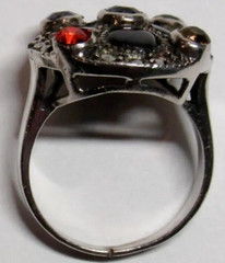 Sterling 925 Silver Ladies Ring Orange Yellow Green Blue Black Stone Size 7.75