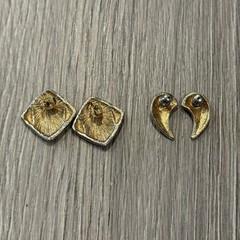 Vintage 80s Stud Earrings Set Of 2 Pairs Pierced Fashion Grandmacore Wavy Swirl