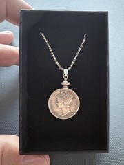 Classic Silver Mercury Dime Necklace • Authentic Silver Coin • 20in Adjustable