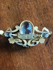 Art Nouveau Female Face Yellow Stone Alloy Pin Brooch READ