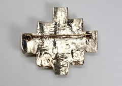 Modernist Brutalist Sculptural Brooch Pin Crowd of People Female Women, Rare
