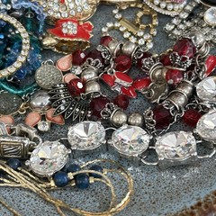 Junk Jewelry Crafting Lot Blingy Sparkling Rhinestones Junk Drawer 1lb