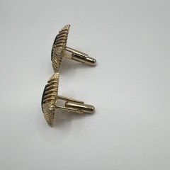 Vintage Gold Tone Square Bullet Back Cufflinks Abalone Mosaic Inlay for Men
