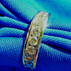 Original EARTH MINED DIAMOND Deco Wedding Band Anniversary Ring SOLID 14K GOLD 7