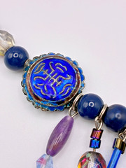 Vtg roxsann Chinese Silver Cloisonné Amethyst Lapis Antique Glass Jewelry Set