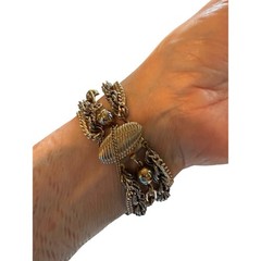 Vintage Two-Tone Multi-Strand Chain Bracelet Gold & Silver Tone 7–7.5″