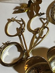 vintage pierced earring lot used Estate 30 Pairs Wearable Goldtone
